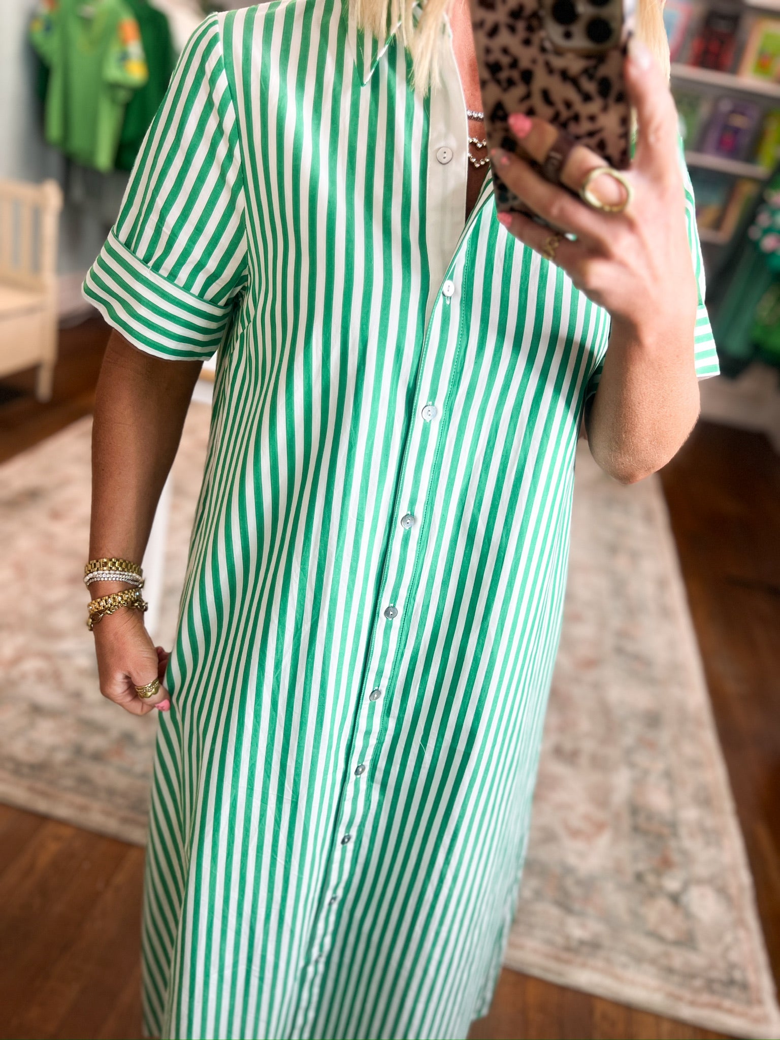 Just For You Shirt Dress - Green