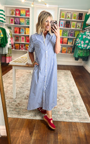 Just For You Shirt Dress - Navy