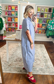 Just For You Shirt Dress - Navy