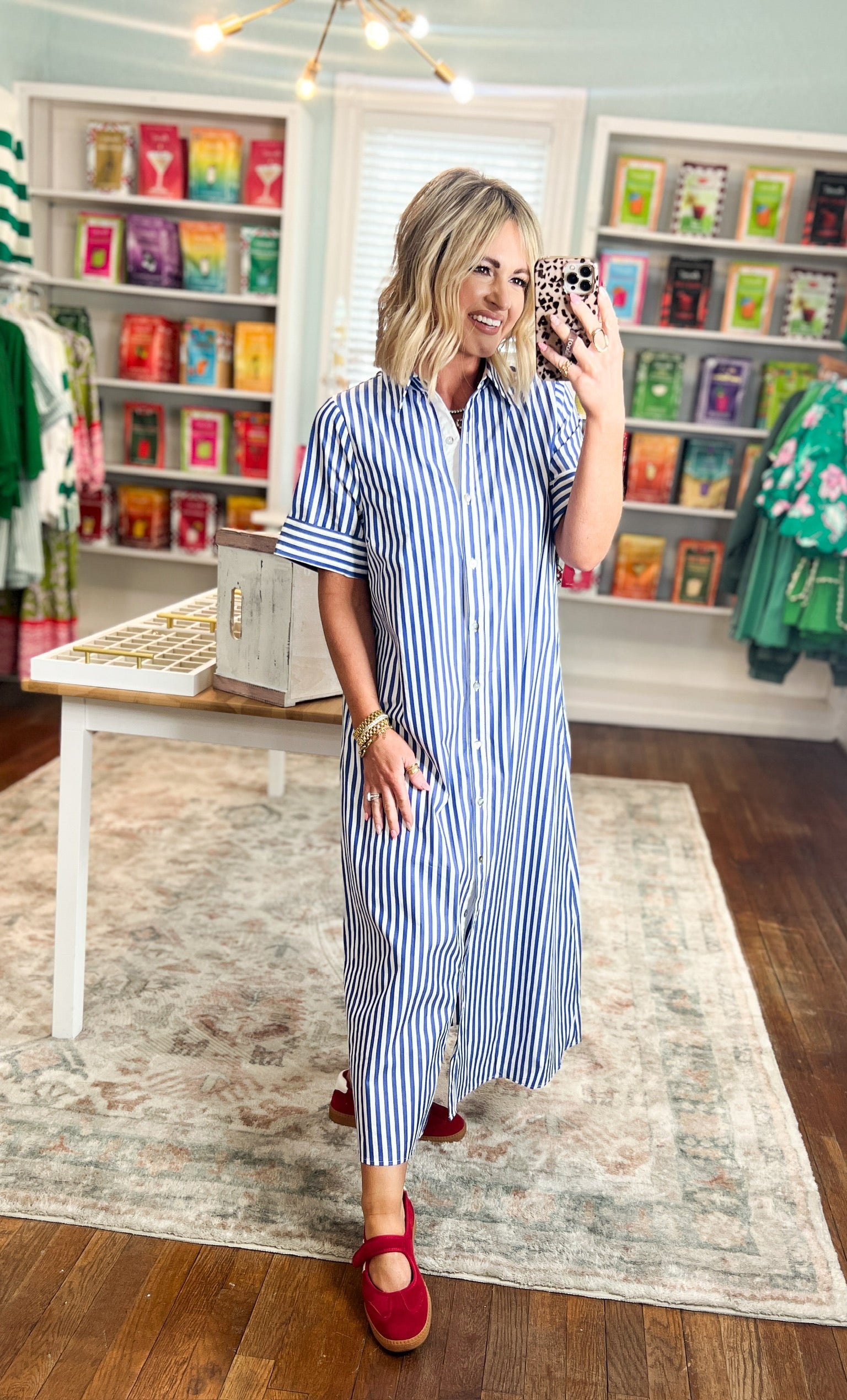 Just For You Shirt Dress - Navy