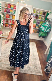 All Is Well Tiered Midi Dress - Black