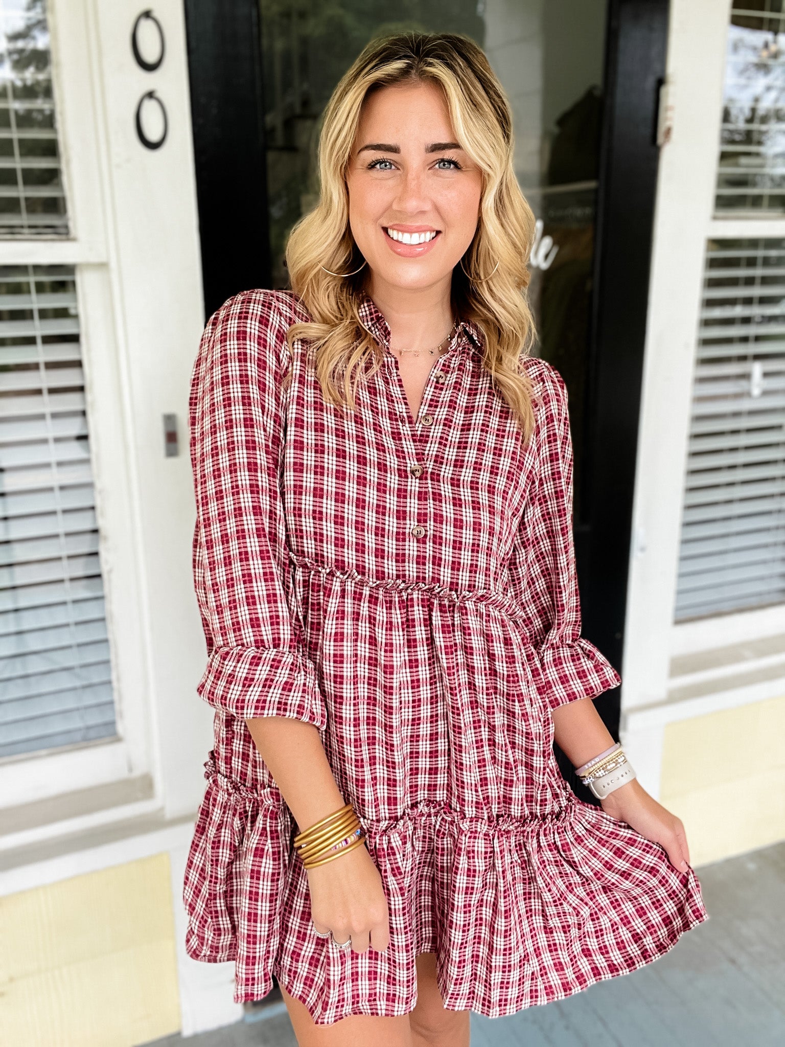 A Long Time Coming Plaid Dress