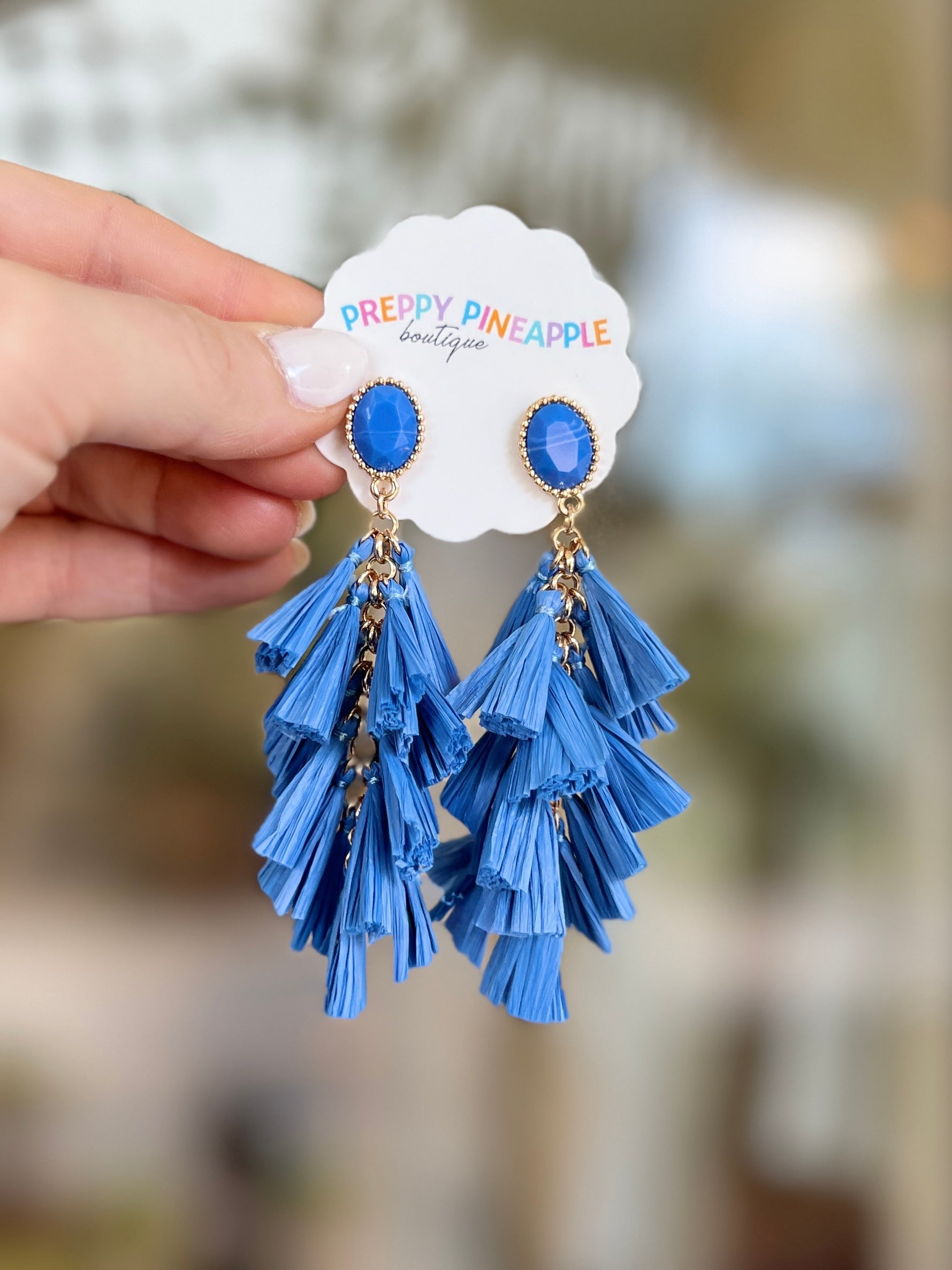 Multi Raffia Dangle Earrings