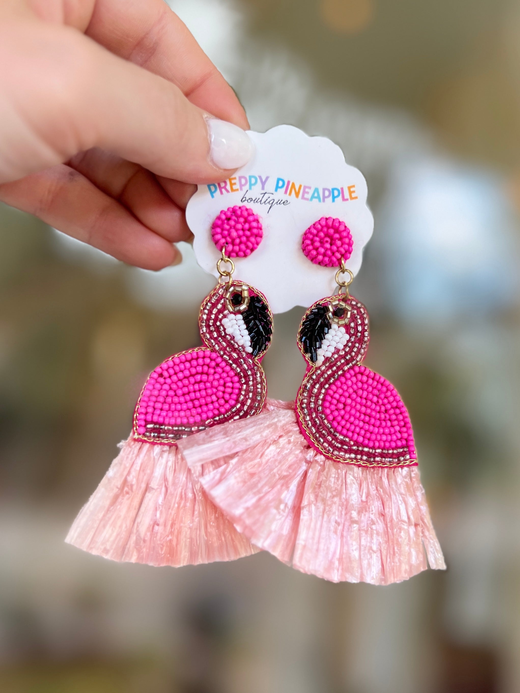 Beaded Flamingo Earrings