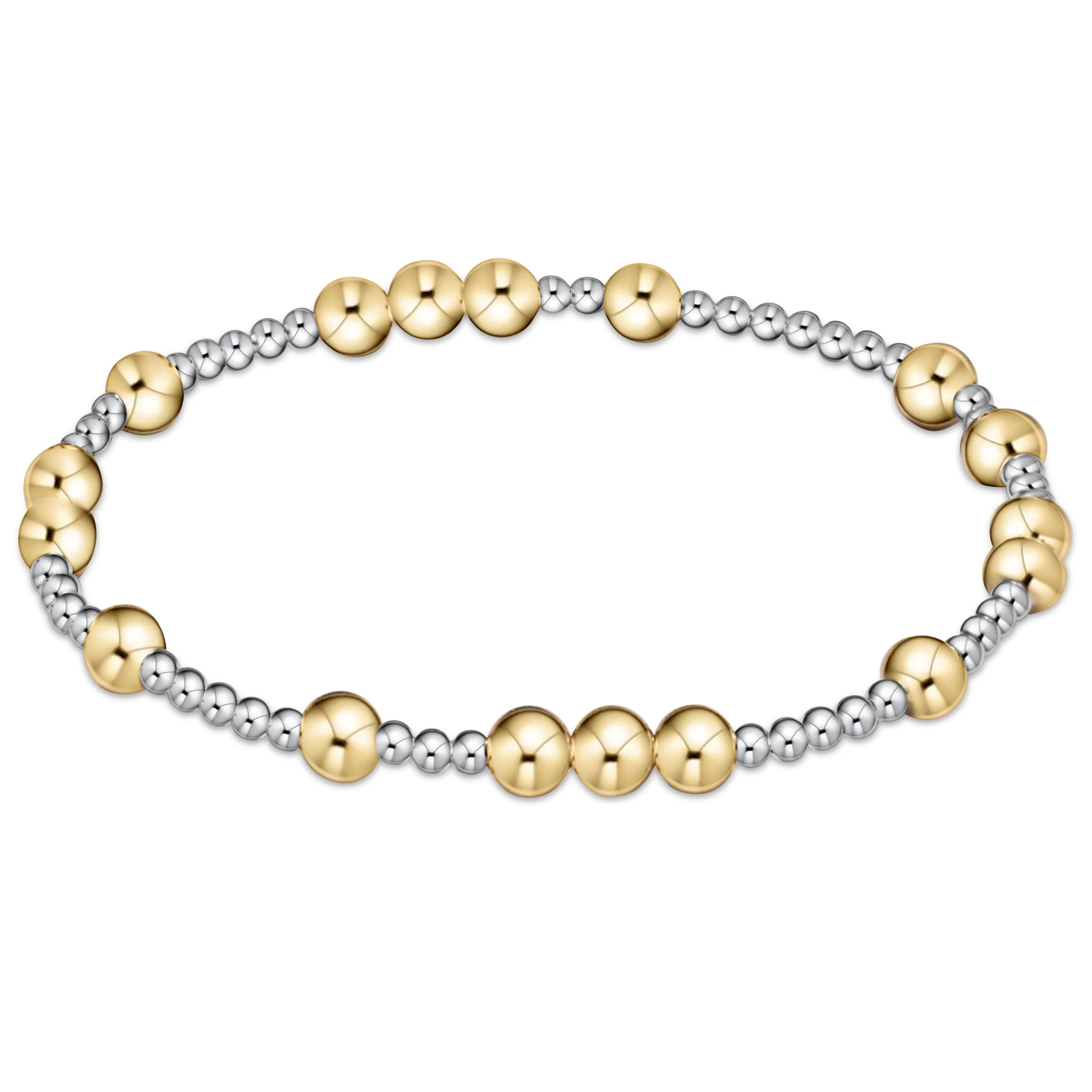 Mixed metal 5mm bead bracelet with gold and silver round beads