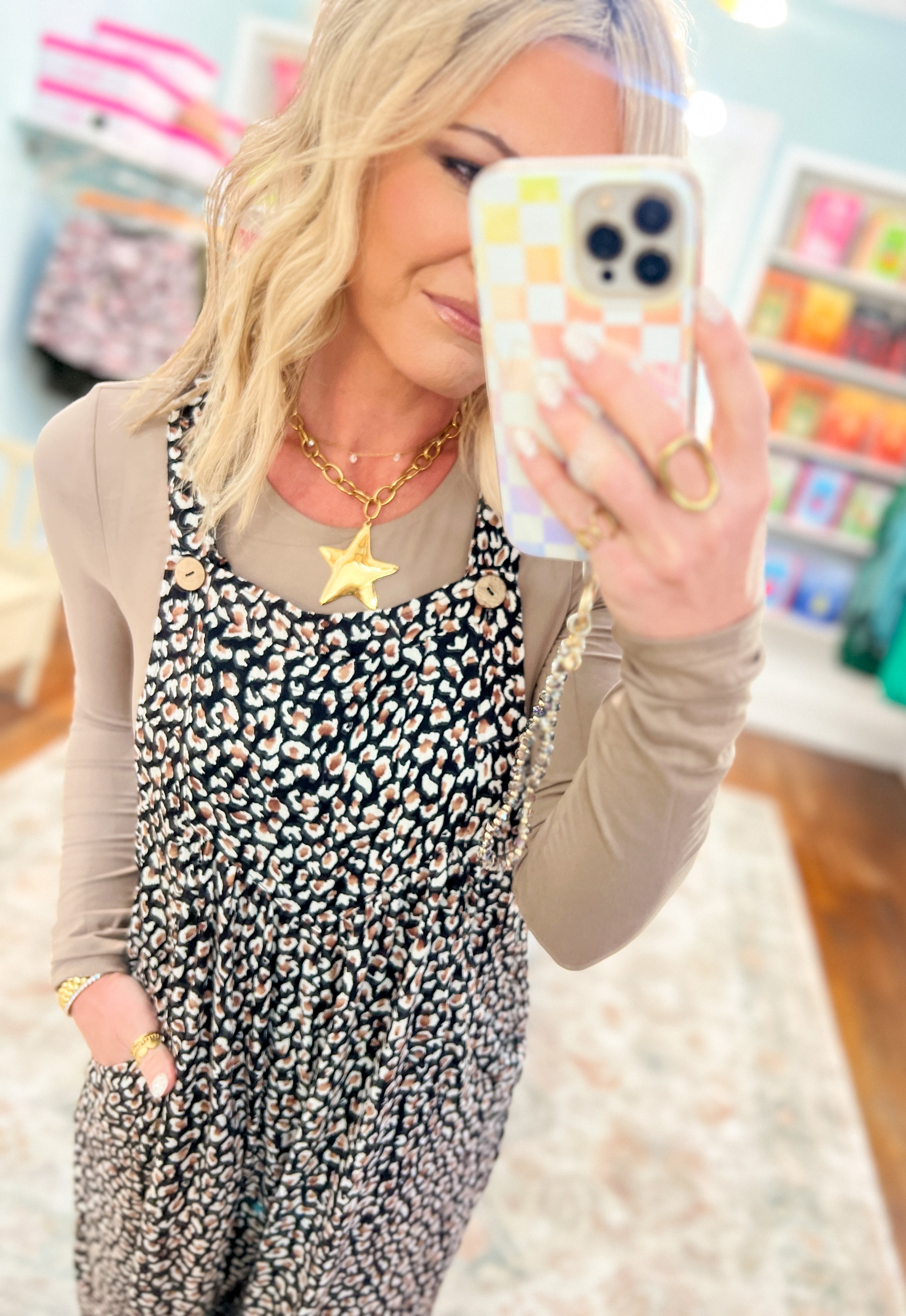 Wild Card Leopard Print Overalls
