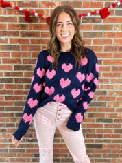 Heart Like Mine Sweater Top- Navy