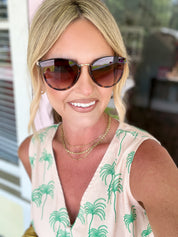 Round Glitter Arm Sunglasses-Tortoise with Brown Lens