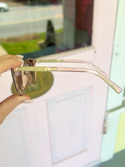 Round Glitter Arm Sunglasses-Champagne with Gold Lens
