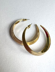 Hand Brushed Brass Dome Hoops - Gold