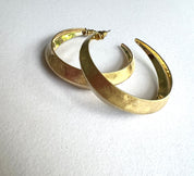 Hand Brushed Brass Dome Hoops - Gold