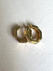 Octagon Huggie Hoops - Gold