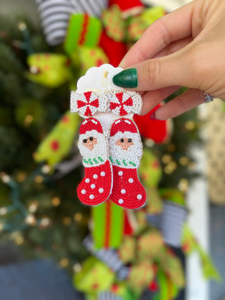 Santa & Stocking Bead Earrings