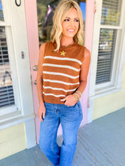 Everyday Ease Sleeveless Stripe Sweater Top