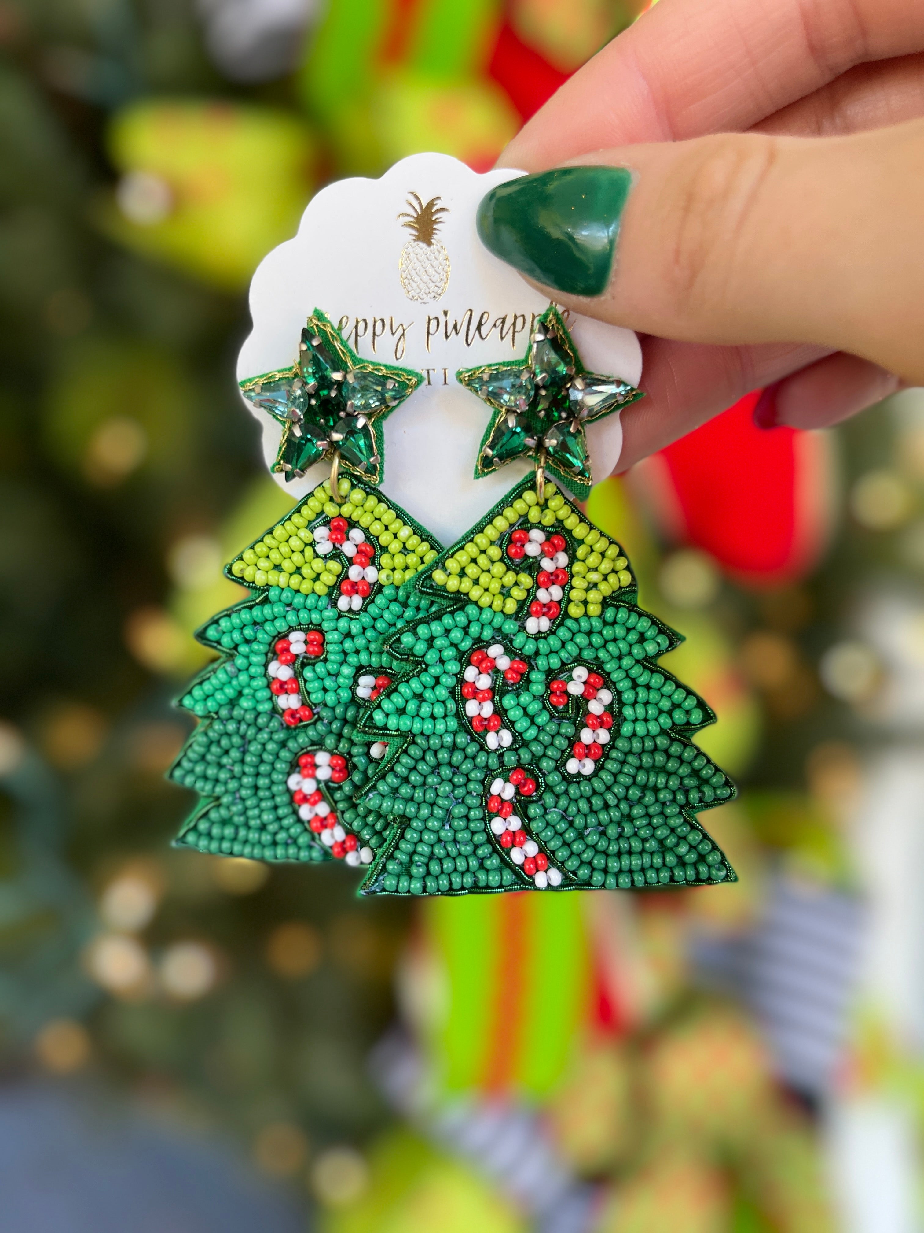 Christmas Tree & Candy Cane Earrings