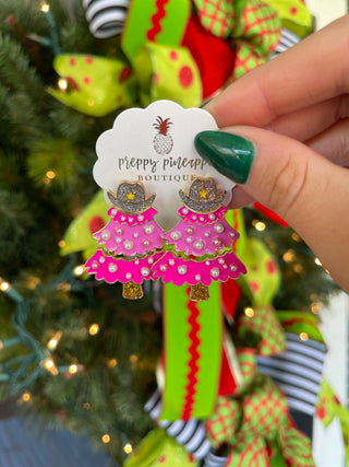 Christmas Tree & Western Hat Earrings
