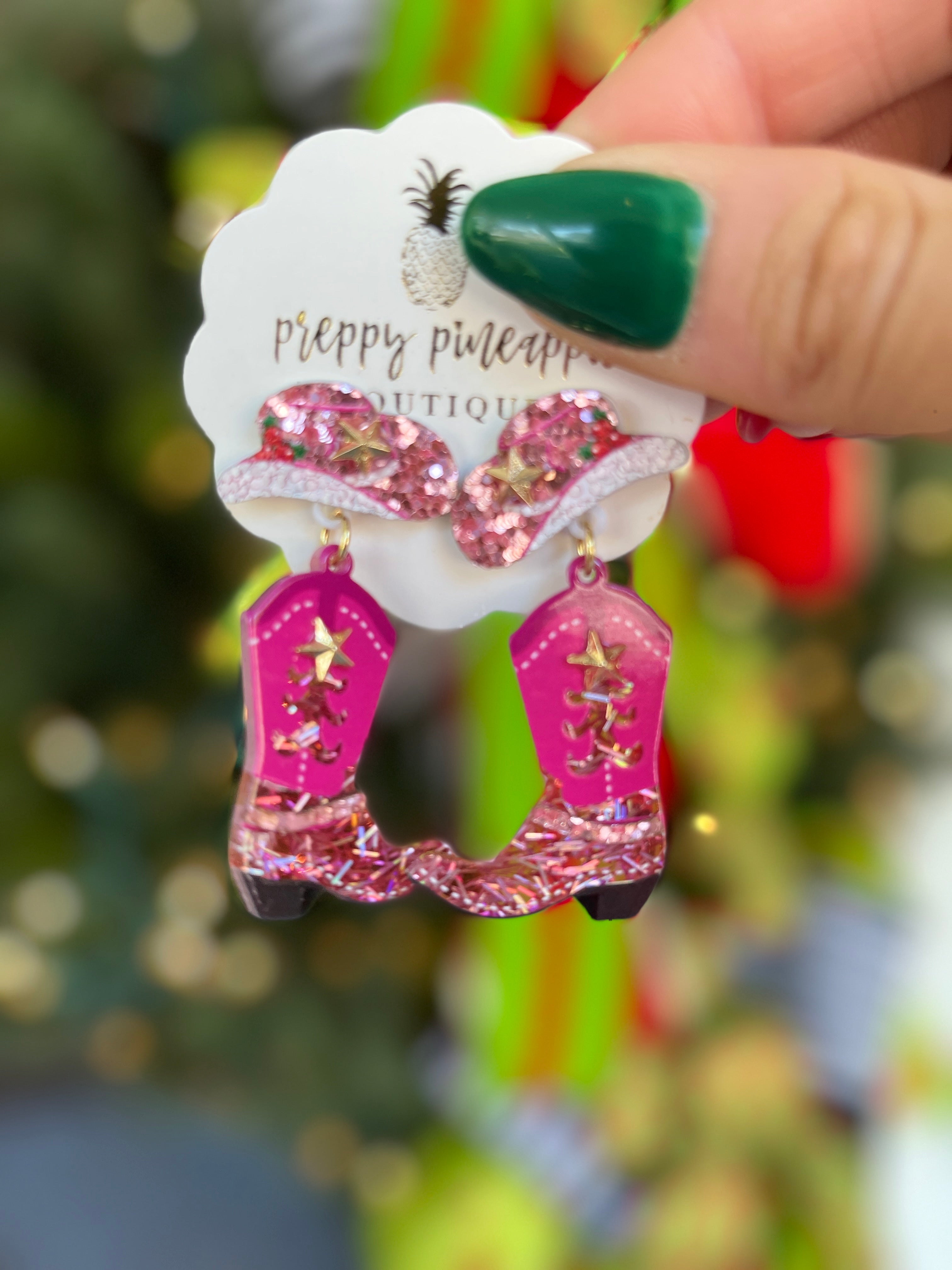 Christmas Cowboy Boots & Hat Earrings