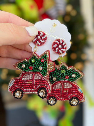 Christmas Tree & Car Drop Earrings