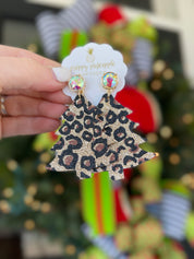 Bead & Glitter Leopard Tree Earrings