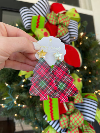 Tartan Christmas Tree Earrings