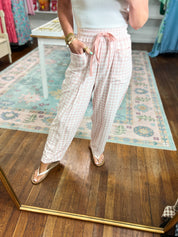All Clear Check Barrel Fit Utility Knit Pants - Soft Blush