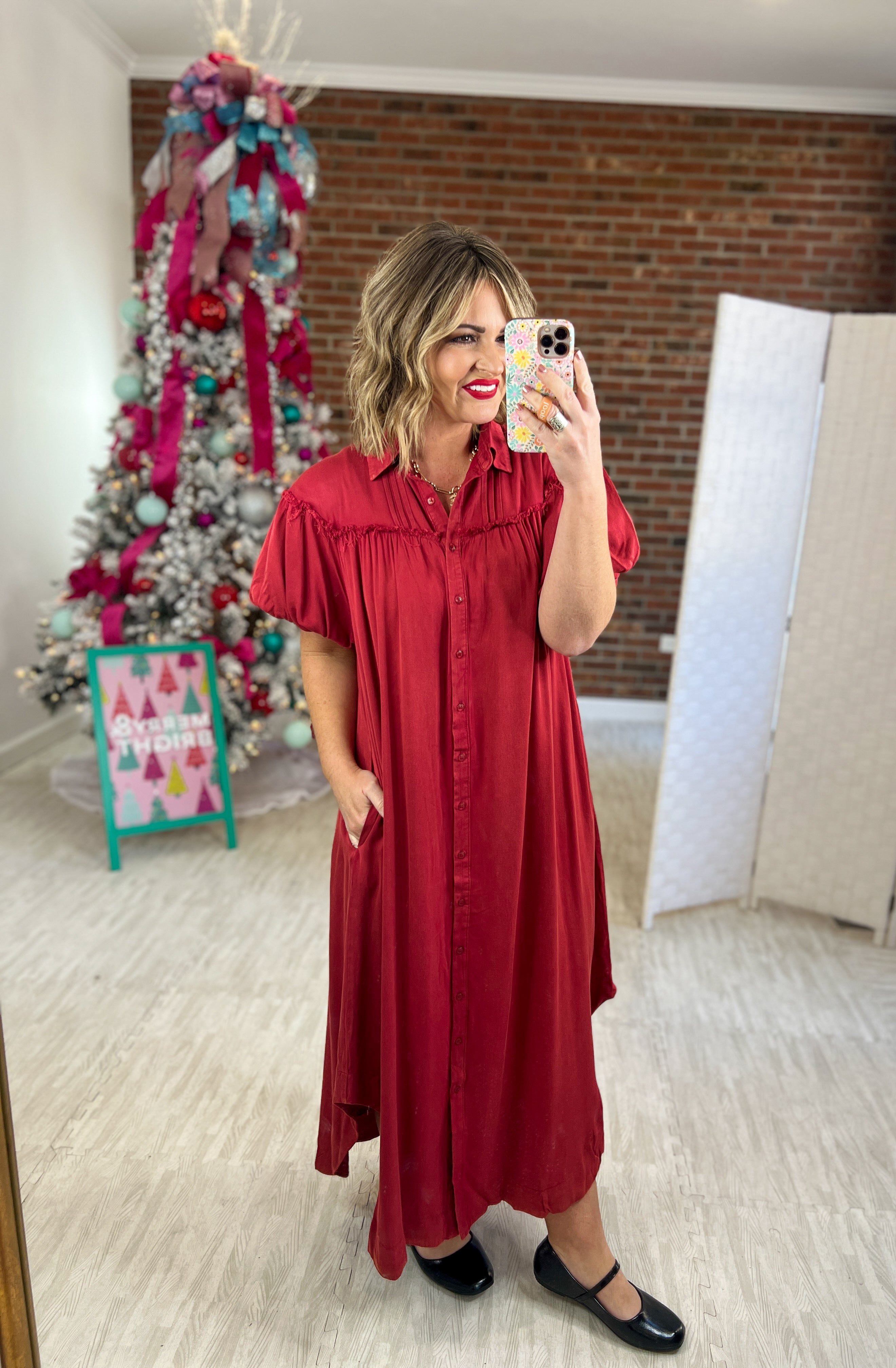 Magic Within Puff Sleeve Midi Dress