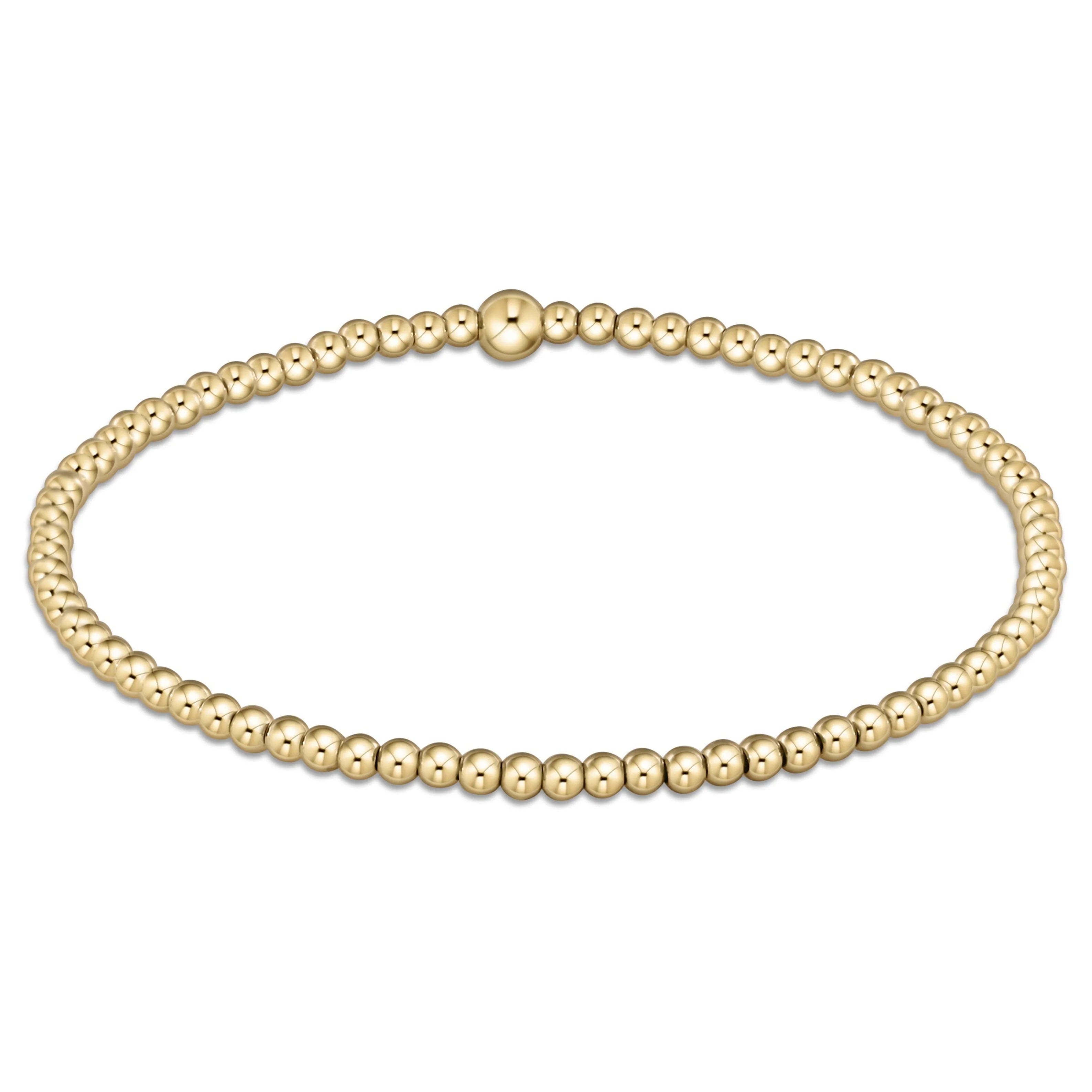 Gold beaded bracelet with small round spheres, 2.5mm