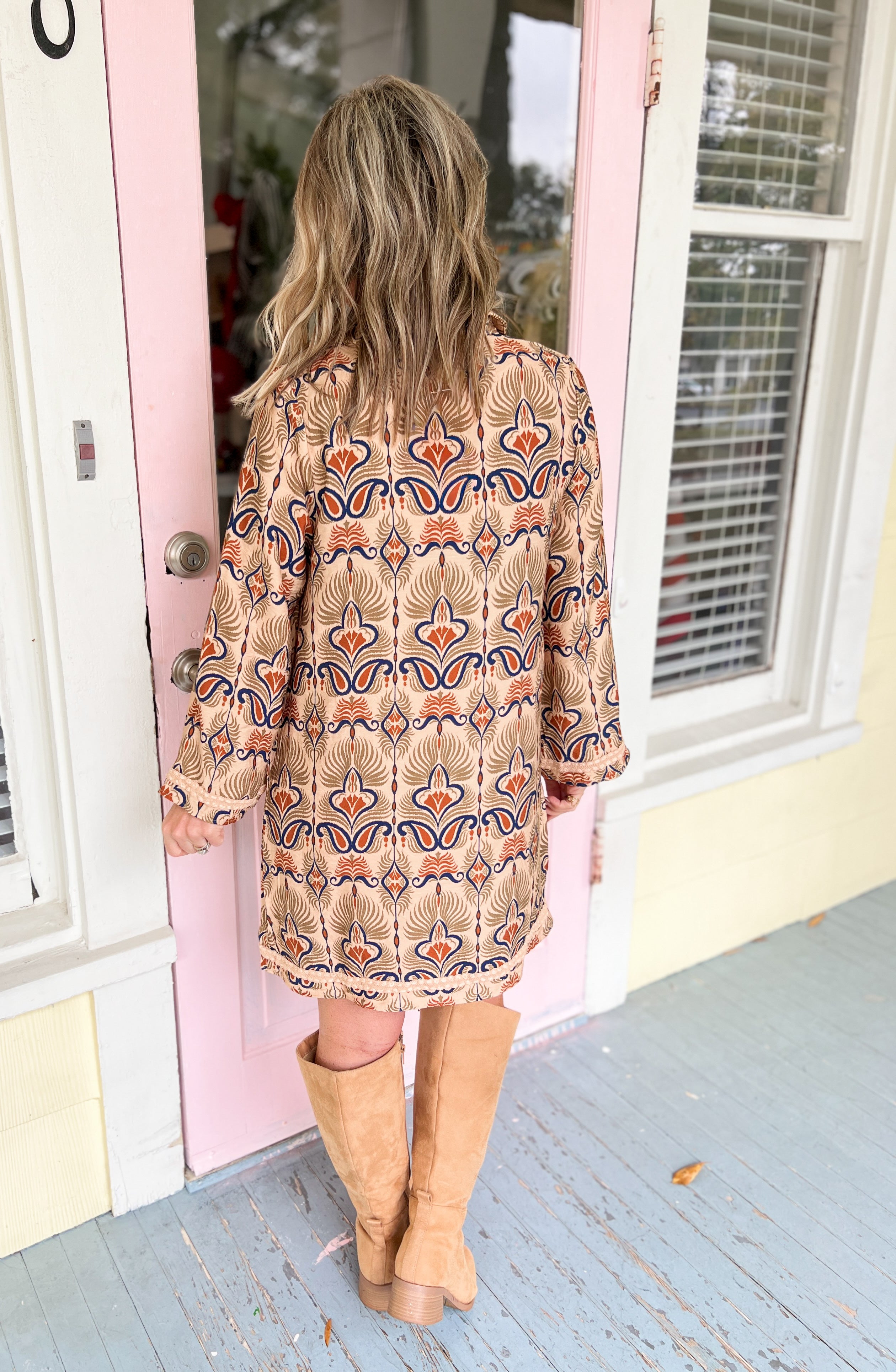Modern Style Boho Print Shift Dress