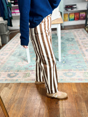 Striped to Perfection Barrel Pants - Camel