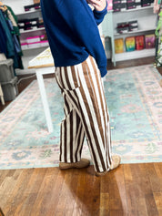Striped to Perfection Barrel Pants - Camel