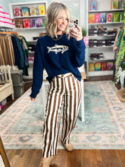 Striped to Perfection Barrel Pants - Camel