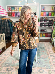 Golden Opportunity Floral Top - Mocha