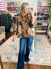 Golden Opportunity Floral Top - Mocha