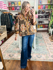 Golden Opportunity Floral Top - Mocha