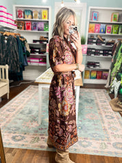 When Leaves Turn Floral Midi Dress - Terra Cotta