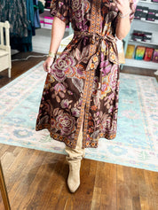 When Leaves Turn Floral Midi Dress - Terra Cotta
