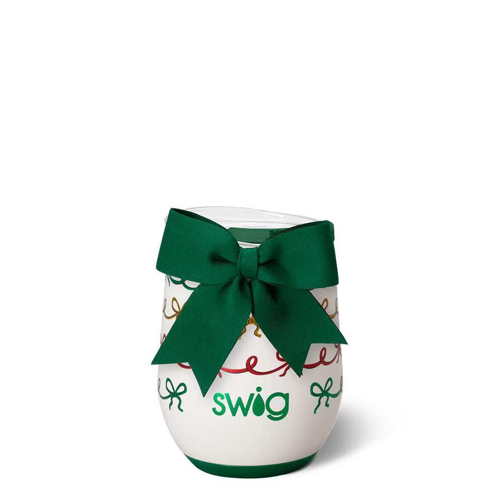 Swig |Stemless Wine Cup 12oz -Christmas Bows