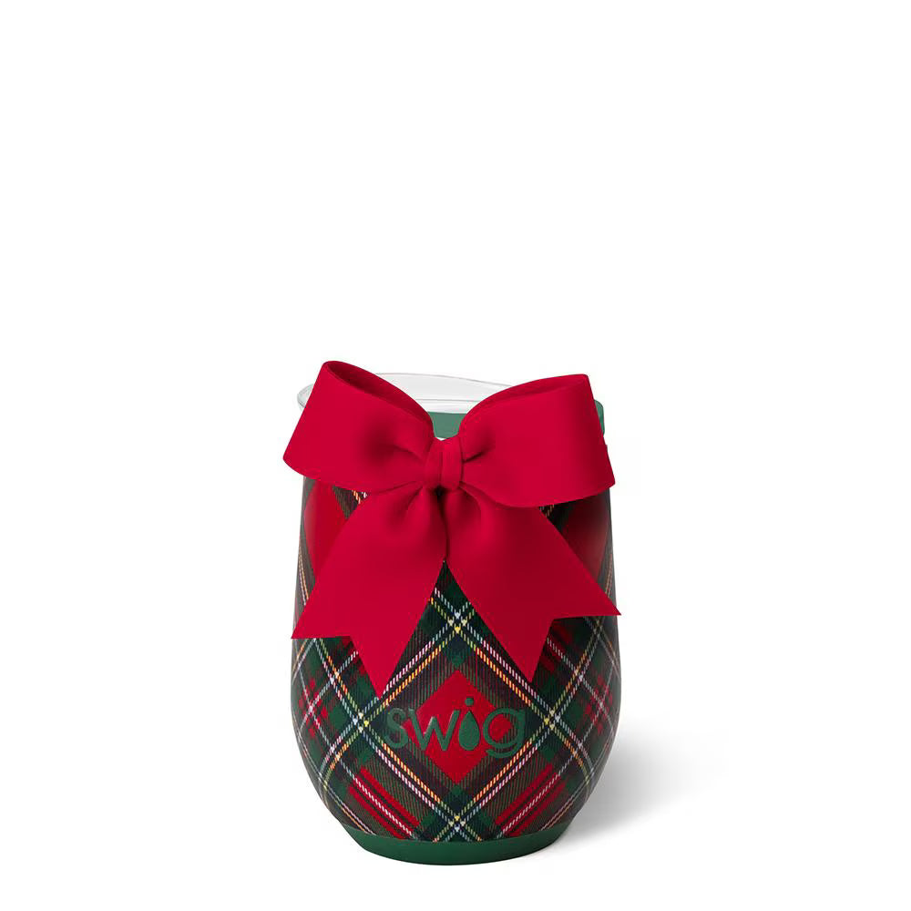 Swig |Stemless Wine Cup 12oz -Christmas Plaid