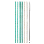 Swig | Reusable Straw Sets - Glitter Clear + Aqua