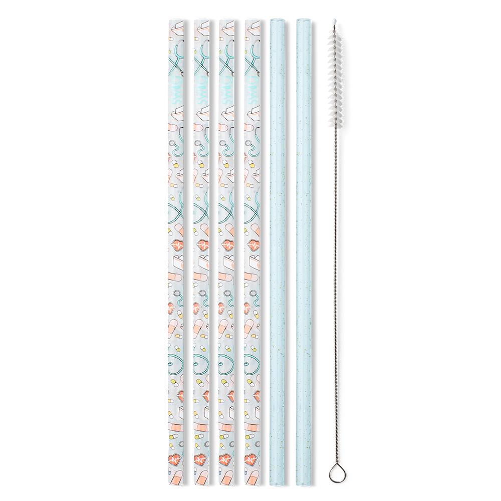 Swig | Reusable Straw Sets - Scrub Life + Aqua Glitter