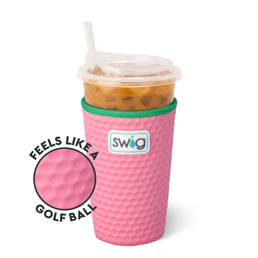Swig |Medium Iced Cup Coolie - Pink Golf Ball