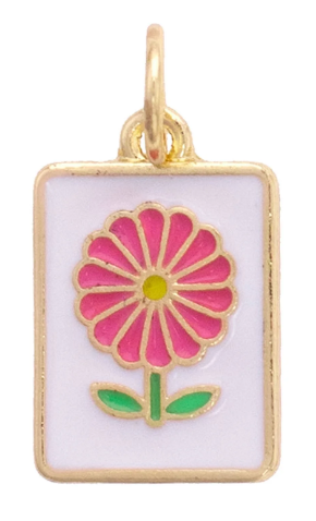 Charmed | Flower Mahjong Tile Charm in White & Pink