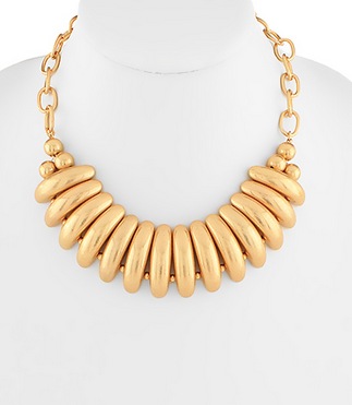 Vintage Dome Shape & Chain Necklace-Vintage Golde