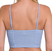 Smocked Triangle Bralette - Bright Blue