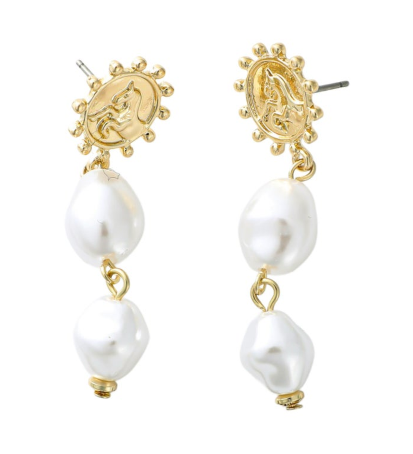 Elizabeth Coin Pearl Earrings