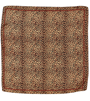 Rectangular silky leopard-print bandana with gold and dark border
