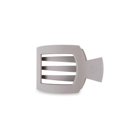 Small Flat Square Hair Clip - Silver Flame