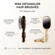 Teleties | Mini Detangler Hair Brush for Medium Hair - Tortoise