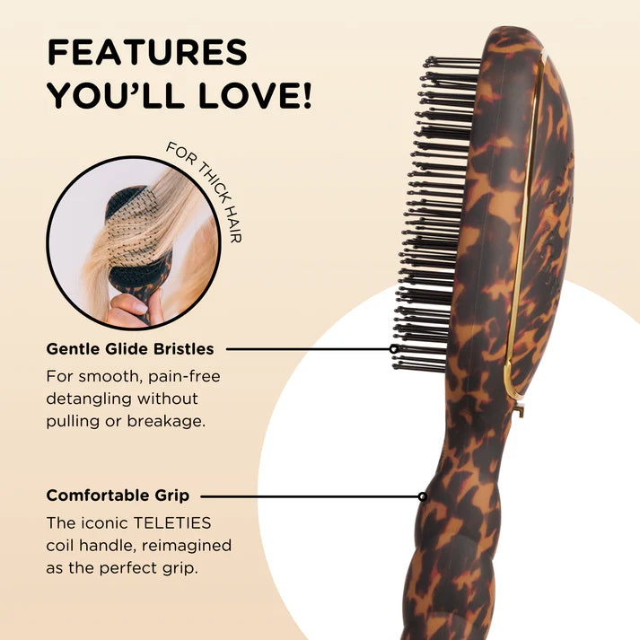 Teleties | Detangler Hair Brush for Thick Hair – Tortoise