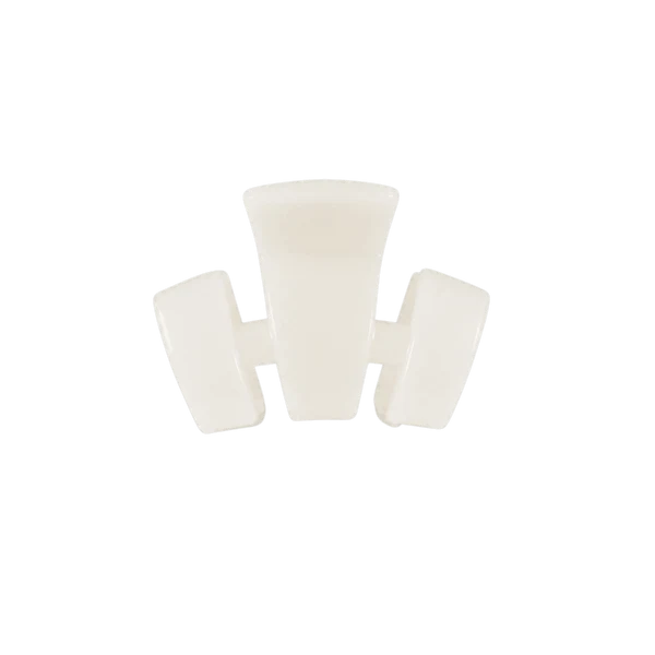 Teleties petite classic claw clip in coconut white, three-prong design.